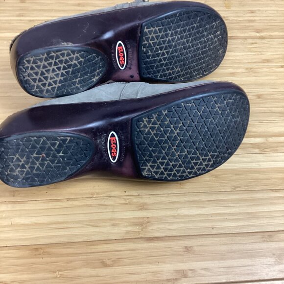 Klogs Womens Clogs Gray Suede Faux Fur Trim Slip On Wedge 11M - Picture 9 of 10